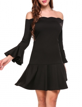 Black Flare Sleeve Solid Boat Neck Pullover Cocktail Formal Vintage Dress, Multicolor
Black Flare Sleeve Solid Boat Neck Pullover Cocktail Formal Vintage Dress, Multicolor