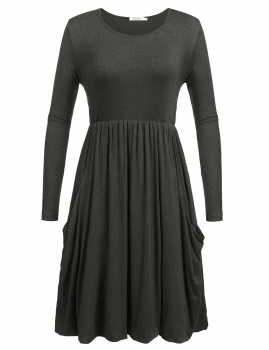 Dark Grey Women O-Neck Long Sleeve Elastic Empire Waist Draped Casual Loose T-Shirt Dress, Multicolor
Dark Grey Women O-Neck Long Sleeve Elastic Empire Waist Draped Casual Loose T-Shirt Dress, Multicolor