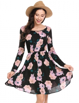 Black Women Casual O-Neck Long Sleeve Prints Elastic Waist A-Line Pleated Sexy Dress, Multicolor
Black Women Casual O-Neck Long Sleeve Prints Elastic Waist A-Line Pleated Sexy Dress, Multicolor