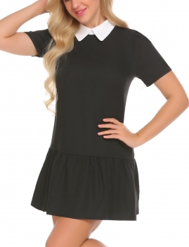 Black Women Fashion Solid Doll Collar Tie Contrast Color Back Zipper Dress, Multicolor
Black Women Fashion Solid Doll Collar Tie Contrast Color Back Zipper Dress, Multicolor