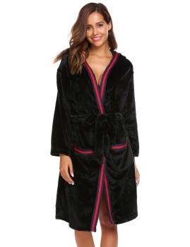 Black Women Casual Hooded Long Sleeve Patchwork Winter Warm Sleepwear Robe with Belt, Multicolor
Black Women Casual Hooded Long Sleeve Patchwork Winter Warm Sleepwear Robe with Belt, Multicolor
