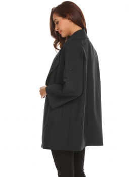 Black Women Lapel Roll Up Sleeve Open Front Button Décor Loose Casual Trench Coat, Multicolor
Black Women Lapel Roll Up Sleeve Open Front Button Décor Loose Casual Trench Coat, Multicolor