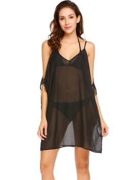 Black Women Spaghetti Strap Cold Shoulder Sheer Chiffon Loose Bikini Cover Up, Multicolor
Black Women Spaghetti Strap Cold Shoulder Sheer Chiffon Loose Bikini Cover Up, Multicolor