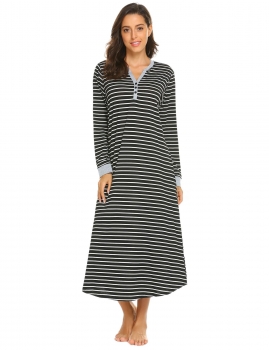 Black white Women Casual Stripe V Neck Long Sleeve Nightdress Sleepwear, Multicolor
Black white Women Casual Stripe V Neck Long Sleeve Nightdress Sleepwear, Multicolor