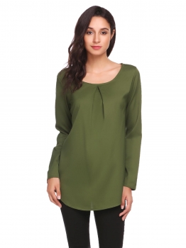 Army green Womens Casual Long Sleeve Ruched O-Neck Tunic Chiffon Shirt Top Blouse, Multicolor
Army green Womens Casual Long Sleeve Ruched O-Neck Tunic Chiffon Shirt Top Blouse, Multicolor
