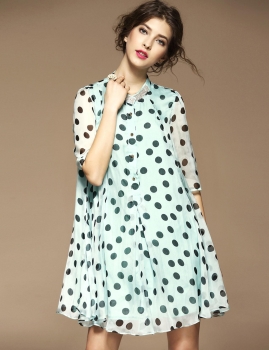 ELENYUN Stand Collar Half Sleeve Polka Dot Button Down A-Line Swing Short Dress, Multicolor
ELENYUN Stand Collar Half Sleeve Polka Dot Button Down A-Line Swing Short Dress, Multicolor