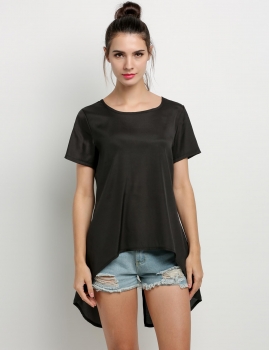 Black Backless Slit Button Closure Short Sleeve Asymmetric Sexy Blouse, Multicolor
Black Backless Slit Button Closure Short Sleeve Asymmetric Sexy Blouse, Multicolor