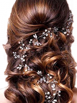 

Faux Pearl Rhinestones Hair Vine Headband Wedding Headpiece, Silver