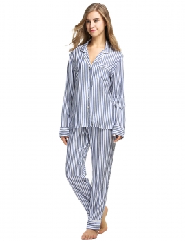 Ekouaer Blue and White Women Casual 2 Pieces Set Turn Down Collar Long Sleeve Button Top Elastic Waist Striped Pants Shapewear & Pajamas, Multicolor
Ekouaer Blue and White Women Casual 2 Pieces Set Turn Down Collar Long Sleeve Button Top Elastic Waist Striped Pants Shapewear & Pajamas, Multicolor