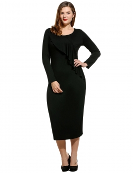 Women Plus Sizes Round Neck Long Sleeve Solid Draped Party Long Maxi Bodycon Dress, Multicolor
Women Plus Sizes Round Neck Long Sleeve Solid Draped Party Long Maxi Bodycon Dress, Multicolor