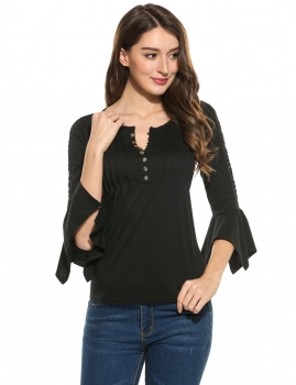 Black Hollow Out Ruffle Sleeve Pleated Casual O-Neck Lace Patchwork Top, Multicolor
Black Hollow Out Ruffle Sleeve Pleated Casual O-Neck Lace Patchwork Top, Multicolor