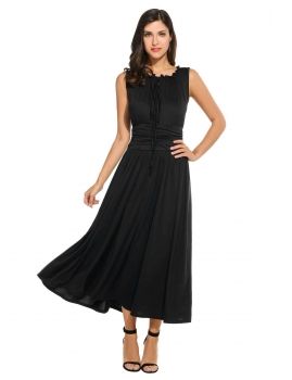 New Women Casual V-Neck Sleeveless Lace-up Pleated Tunic Pullover Solid Elastic Maxi Dress, Multicolor
New Women Casual V-Neck Sleeveless Lace-up Pleated Tunic Pullover Solid Elastic Maxi Dress, Multicolor