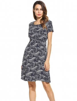 Women Vintage Styles O-Neck Short Sleeve Prints Pleated Tunic Pullover Dress, Multicolor
Women Vintage Styles O-Neck Short Sleeve Prints Pleated Tunic Pullover Dress, Multicolor