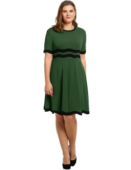 Dark green Women Short Sleeve Patchwork O Neck Pullover Flare Casual Dresses, Multicolor
Dark green Women Short Sleeve Patchwork O Neck Pullover Flare Casual Dresses, Multicolor