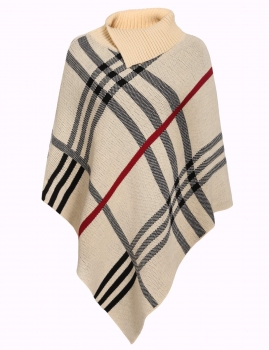 Asymmetrical Turtleneck Long Sleeve Plaid Poncho Capes Pullover Sweater, Multicolor
Asymmetrical Turtleneck Long Sleeve Plaid Poncho Capes Pullover Sweater, Multicolor