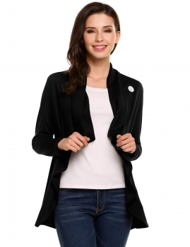 Black Oblique Collar Long Sleeve Solid Asymmetrical Hem Elastic Knit Cardigan, Multicolor
Black Oblique Collar Long Sleeve Solid Asymmetrical Hem Elastic Knit Cardigan, Multicolor