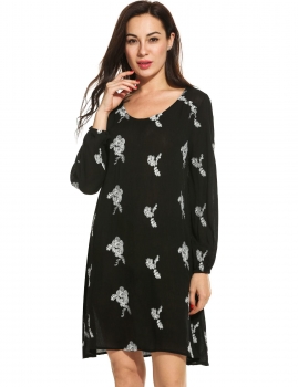 Women Casual Loose Puff Sleeve Floral V Neck Pullover Embroidery Dress, Multicolor
Women Casual Loose Puff Sleeve Floral V Neck Pullover Embroidery Dress, Multicolor
