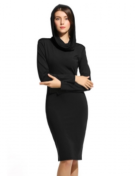Women's Cowl Collar Long Sleeve Bodycon Solid Hooded Hoodie Dress, Multicolor
Women's Cowl Collar Long Sleeve Bodycon Solid Hooded Hoodie Dress, Multicolor