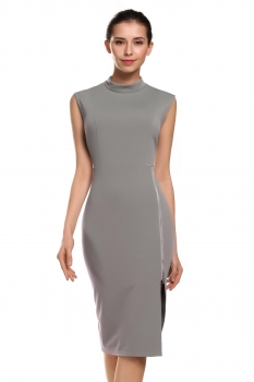 Dark gray Stand Collar Sleeveless Solid Side Hem Split Zip Elastic Dress, Multicolor
Dark gray Stand Collar Sleeveless Solid Side Hem Split Zip Elastic Dress, Multicolor