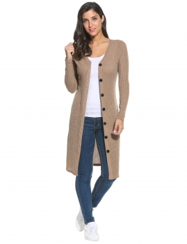Apricot V-Neck Long Sleeve Button Down Long Ribbed Knit Cardigan, Multicolor
Apricot V-Neck Long Sleeve Button Down Long Ribbed Knit Cardigan, Multicolor