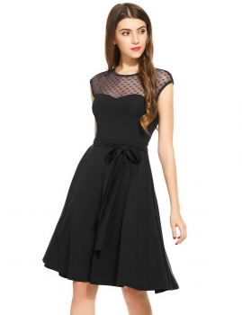 Black Women Sheer Mesh Sleeveless Keyhole Back Belted Cocktail Party Pleated Dress, Multicolor
Black Women Sheer Mesh Sleeveless Keyhole Back Belted Cocktail Party Pleated Dress, Multicolor