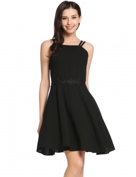 Black Lace Patchwork Square Neck Backless Spaghetti Strap Going Out Dress, Multicolor
Black Lace Patchwork Square Neck Backless Spaghetti Strap Going Out Dress, Multicolor