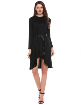 Black Asymmetrical Patchwork Long Sleeve Belted A-Line Dress, Multicolor
Black Asymmetrical Patchwork Long Sleeve Belted A-Line Dress, Multicolor