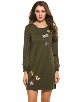 Women's O-Neck Long Sleeve Appliques Casual Side Slit Dress With Pocket, Multicolor
Women's O-Neck Long Sleeve Appliques Casual Side Slit Dress With Pocket, Multicolor
