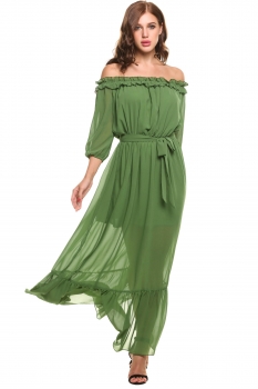 Green Ruffles Off Shoulder 3"4 Sleeve Chiffon Split Beach Casual Dress, Multicolor
Green Ruffles Off Shoulder 3"4 Sleeve Chiffon Split Beach Casual Dress, Multicolor