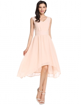 Beige Double V Neck Sleeveless Asymmetrical A-Line Pleated Hem Chiffon Tank Dress, Multicolor
Beige Double V Neck Sleeveless Asymmetrical A-Line Pleated Hem Chiffon Tank Dress, Multicolor