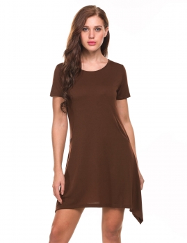 Brown Solid Asymmetrical Pleated Hem Elastic Short SleeveDress with Pockets, Multicolor
Brown Solid Asymmetrical Pleated Hem Elastic Short SleeveDress with Pockets, Multicolor