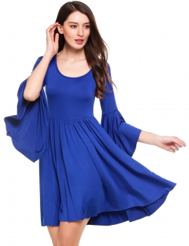 Blue Long Sleeve Solid O Neck Knee Length Ruffled Sleeve High Waist Pullover A-Line Dress, Multicolor
Blue Long Sleeve Solid O Neck Knee Length Ruffled Sleeve High Waist Pullover A-Line Dress, Multicolor