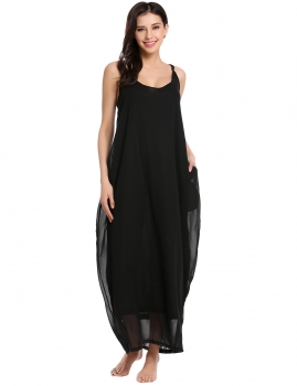 Black Spaghetti Straps Solid Side Pockets Back V Pullover Casual Dress, Multicolor
Black Spaghetti Straps Solid Side Pockets Back V Pullover Casual Dress, Multicolor