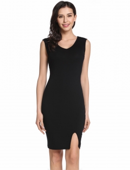 Black Women's V-Neck Sleeveless Split Front Cocktail Bodycon Tank Dress, Multicolor
Black Women's V-Neck Sleeveless Split Front Cocktail Bodycon Tank Dress, Multicolor