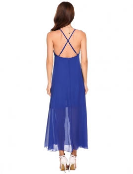 Dark blue Hollow Back Spaghetti Strap Sleeveless Chiffon Beach Slip Dress, Multicolor
Dark blue Hollow Back Spaghetti Strap Sleeveless Chiffon Beach Slip Dress, Multicolor