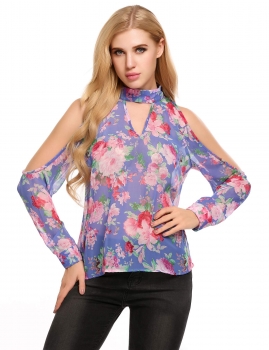 Blue Cold Shoulder Floral Print Long Sleeve Loose Chiffon Tops, Multicolor
Blue Cold Shoulder Floral Print Long Sleeve Loose Chiffon Tops, Multicolor