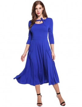Blue Vintage Styles Bandage O-Neck 3"4 Sleeve Elastic A-Line Casual Dress, Multicolor
Blue Vintage Styles Bandage O-Neck 3"4 Sleeve Elastic A-Line Casual Dress, Multicolor
