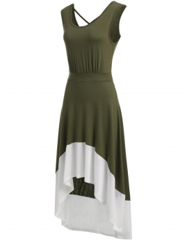 Army green Sleeveless Patchwork Back V Neck Cross-strap Hollow Out Casual Dress, Multicolor
Army green Sleeveless Patchwork Back V Neck Cross-strap Hollow Out Casual Dress, Multicolor