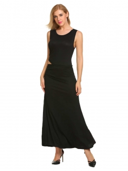 Black O-Neck Sleeveless Solid Side Cut Out Full Length Maxi Evening Dress, Multicolor
Black O-Neck Sleeveless Solid Side Cut Out Full Length Maxi Evening Dress, Multicolor