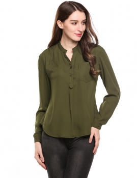 Army green Asymmetrical Hem Pullover V-Neck Long Sleeve Solid Chiffon Shirts, Multicolor
Army green Asymmetrical Hem Pullover V-Neck Long Sleeve Solid Chiffon Shirts, Multicolor