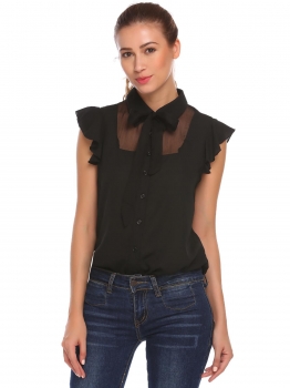 Black Women Casual Ruffles Sleeve Solid Loose Bow Chiffon Shirt Blouse, Multicolor
Black Women Casual Ruffles Sleeve Solid Loose Bow Chiffon Shirt Blouse, Multicolor