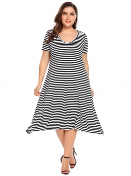 Black Plus Sizes V-Neck Short Sleeve Striped A-Line Midi Shirt Dress, Multicolor
Black Plus Sizes V-Neck Short Sleeve Striped A-Line Midi Shirt Dress, Multicolor