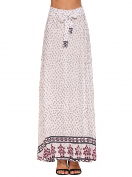 White Women Tie Up Waist Print Casual Beach Party Long Maxi Bohemian Skirts, Multicolor
White Women Tie Up Waist Print Casual Beach Party Long Maxi Bohemian Skirts, Multicolor