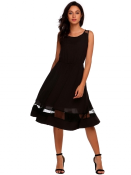 Black Women Fashion O-Neck Sleeveless Dot Mesh Patchwork A-Line Dress, Multicolor
Black Women Fashion O-Neck Sleeveless Dot Mesh Patchwork A-Line Dress, Multicolor