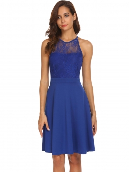 Royal Blue Women Off Shoulder Halter Lace Patchwork Cocktail Swing Dress Vintage Style, Multicolor
Royal Blue Women Off Shoulder Halter Lace Patchwork Cocktail Swing Dress Vintage Style, Multicolor