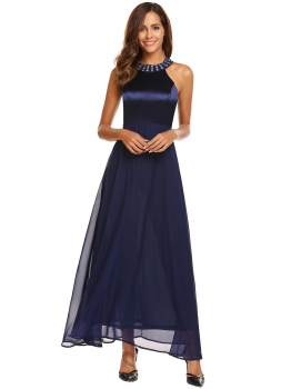 Blue Women Cold Shoulder Sleeveless Rhinestones Collar Satin Chiffon Maxi Party Dress, Multicolor
Blue Women Cold Shoulder Sleeveless Rhinestones Collar Satin Chiffon Maxi Party Dress, Multicolor