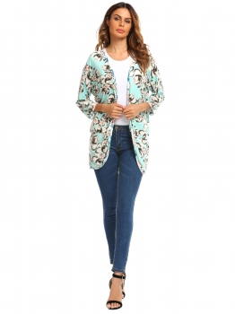 Light blue Batwing Sleeve Open Front Floral Print Cardigan with Pocket, Multicolor
Light blue Batwing Sleeve Open Front Floral Print Cardigan with Pocket, Multicolor