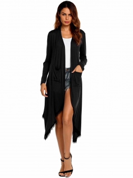 Black Long Sleeve Lace Patchwork Waterfall Asymmetric Solid Drape Open Long Cardigan, Multicolor
Black Long Sleeve Lace Patchwork Waterfall Asymmetric Solid Drape Open Long Cardigan, Multicolor