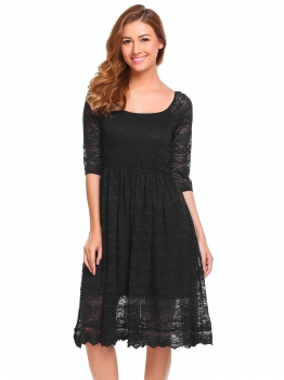 Black Women Elegant Boat Neck 3"4 Sleeve Floral Lace Slim Party Pleated Dress, Multicolor
Black Women Elegant Boat Neck 3"4 Sleeve Floral Lace Slim Party Pleated Dress, Multicolor