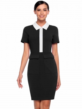 Black Formal Short Sleeve Knee Length Solid Turn Down Collar Pencil Work Business Dress, Multicolor
Black Formal Short Sleeve Knee Length Solid Turn Down Collar Pencil Work Business Dress, Multicolor